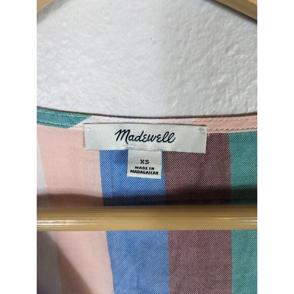 Madewell Rainbow Striped Cotton Tie Front Blouse XS - Picture 6 of 9